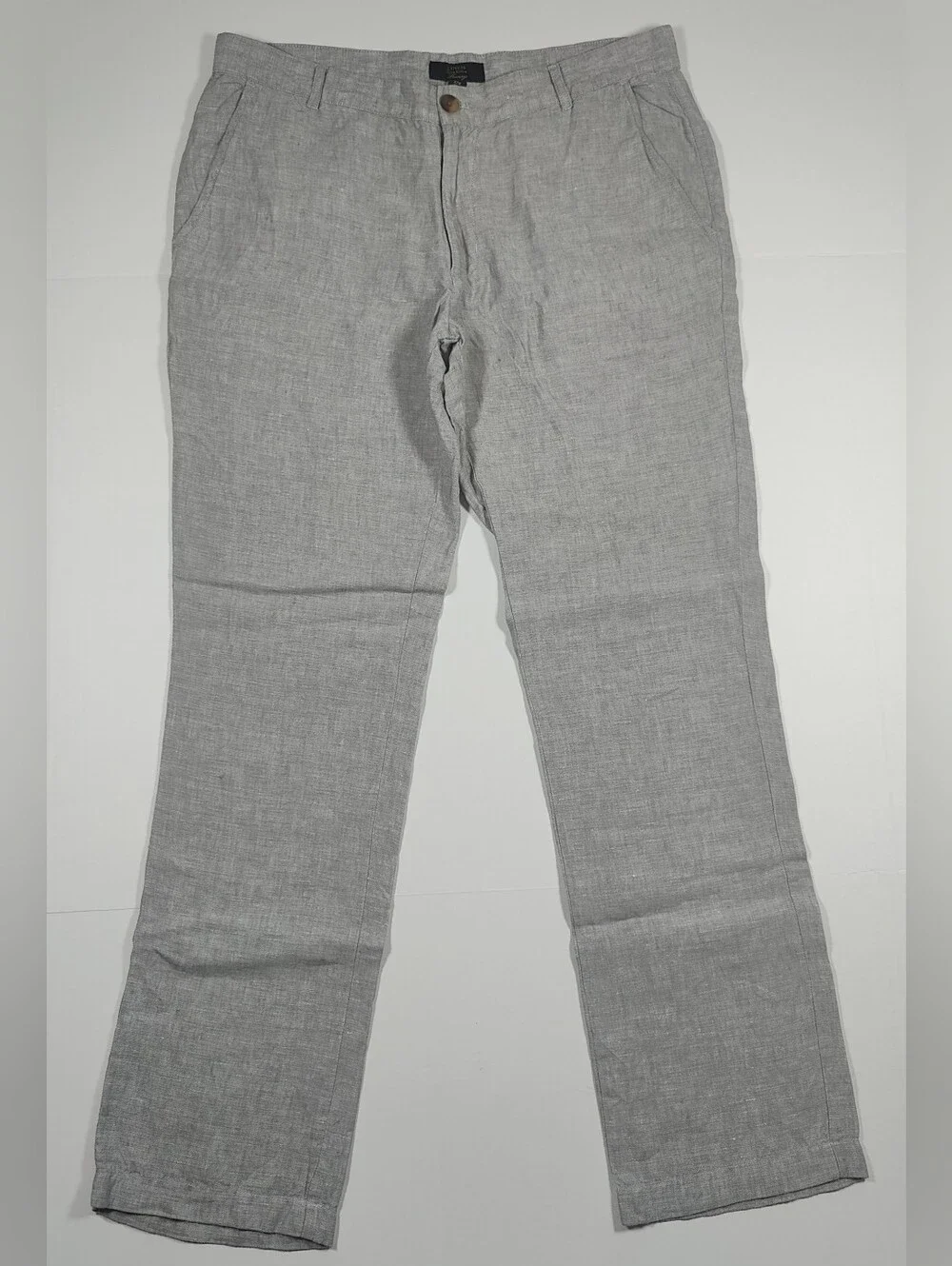 Club Room Luxury Mens 100% Linen Light Gray Flat Front Pants Size 34X31